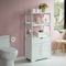 Basicwise Tall Freestanding Wooden Cabinet Organizer, with 2 Open shelves, A drawer and 2 Door Cabinet, White QI004614 - alternate 6